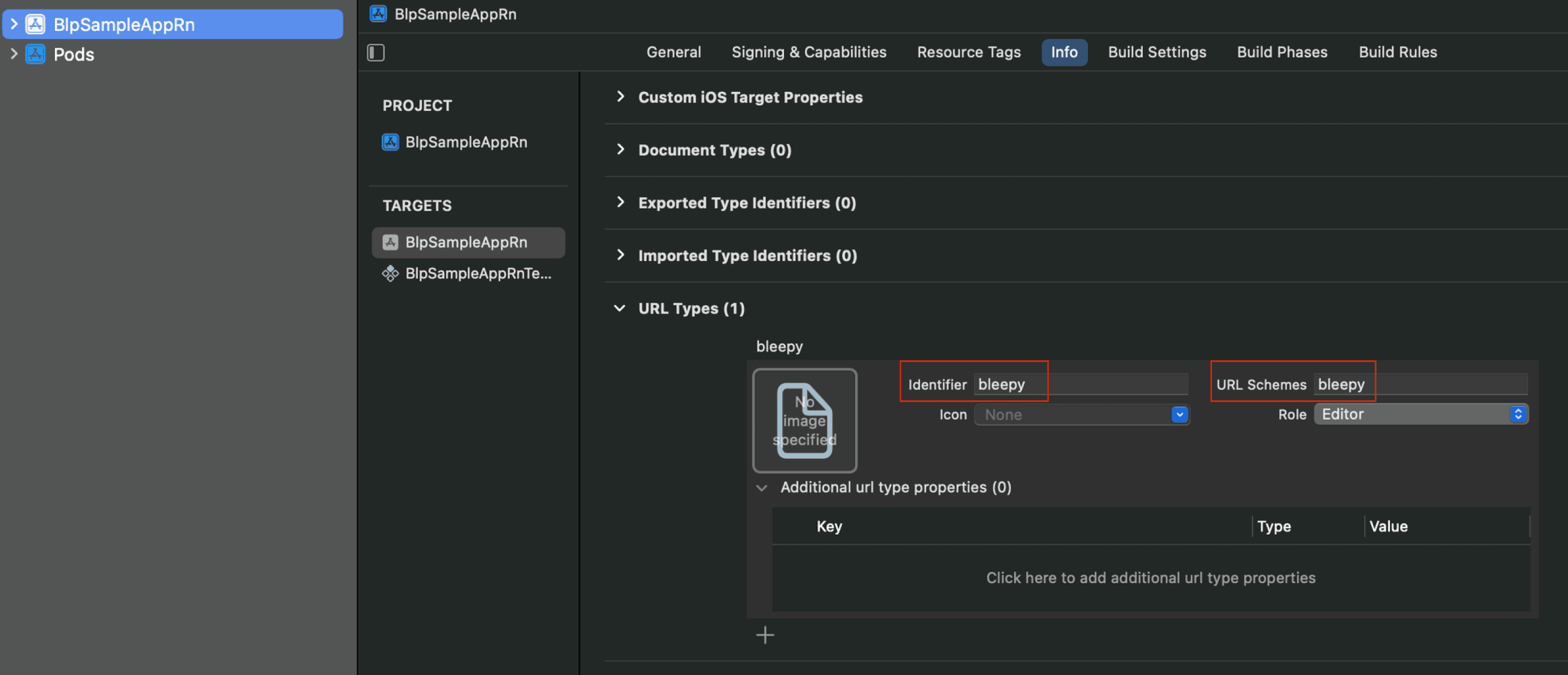 XCode setting image